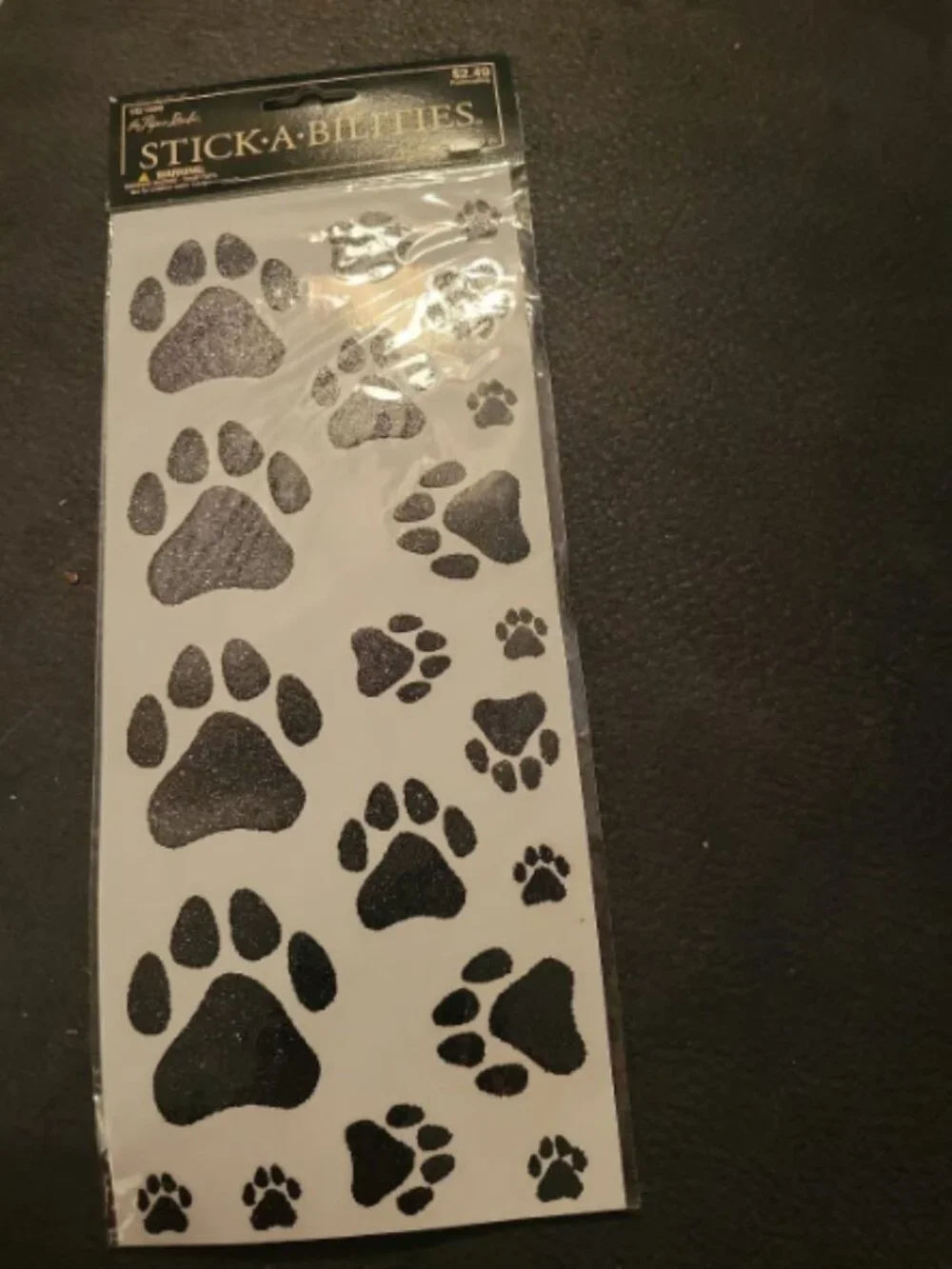 Black dog paw print stickers